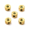 Brass Micro Pave Cubic Zirconia Beads, Long-Lasting Plated, Rack Plating, Column, Golden, Dark Green, 4x2.5mm, Hole: 1.4mm