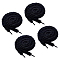 4 Pairs Plush Cloth Shoelaces, Black, 1200x15x1.5mm