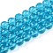 Transparent Glass Bead Strands, Faceted(96 Facets), Round, Deep Sky Blue, 10mm, Hole: 1mm, about 68~70pcs/strand, 60~61cm