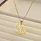 201 Stainless Steel Flower Heart Initial Pendant Necklaces for Women, Golden, Letter S, 17.72~20.08 inch(45~51cm)