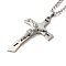 Non-Tarnish Cross with Jesus Pendant Necklaces, 304 Stainless Steel Curb Chain Necklaces, Stainless Steel Color, 23.62 inch(60cm)