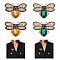 4Pcs 2 Colors Bee Rhinestones Pin, Light Gold Tone Alloy Brooch for Backpack Clothes, Mixed Color, 26x37x7mm, 2pcs/color