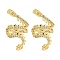 Brass Micro Pave Cubic Zirconia Cuff Earrings, Dragon, Real 18K Gold Plated, 26x15.5mm