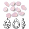 Faceted Teardrop K9 Glass Rhinestone Cabochons, Grade A, Pointed Back & Back Plated, Rose Water Opal, 10x7x4mm