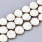 Freshwater Shell Multi-strand Links Strands, 4-Hole, Flat Round, Light Gold Plated Edge, 13x5mm, Hole: 1mm, about 15pcs/strand, 7.4 inch