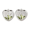 Brass Enamel Pendants, Cadmium Free & Nickel Free & Lead Free, Heart Charm, Platinum, 18x17x3mm, Hole: 2mm