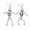 Handmade Seed Beads Dangle Earrings, Halloween Skeleton, White, 84.5~85.5x45~47mm