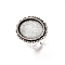 Vintage Adjustable Iron Finger Ring Components Alloy Cabochon Bezel Settings, Cadmium Free & Lead Free, Antique Silver, Oval Tray: 18x13mm, 17x5mm