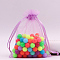 Rectangle Organza Drawstring Bags, Plum, 10x8cm