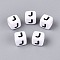 Opaque Acrylic Beads, Cube with Number, with Enamel, Black, Letter J, 7.5~8x7.5~8x8~8.5mm, Hole: 3.6~4mm, about 1200pcs/500g