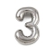 304 Stainless Steel Pendants, Figure Charms, Stainless Steel Color, Number 3, 20x13x5.5mm, Hole: 3x2mm