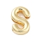 Rack Plating Brass Beads, for Personalized Name Necklace Making, Cadmium Free & Lead Free, Long-Lasting Plated, Real 18K Gold Plated, Letter S, 14.5x9.5x4.5mm, Hole: 1.5x10.5mm