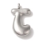 Non-Tarnish Ion Plating(IP) 304 Stainless Steel Pendants, Balloon Letter Charm, Stainless Steel Color, Letter J, 25x14x6mm, Hole: 2mm