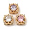 Brass Micro Pave Cubic Zirconia Beads, Nickel Free, with Glass, Mixed Color, Square, Real 18K Gold Plated, 11x11x7mm, Hole: 1.4 and 1.6mm