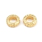 Brass European Beads, Hammered Ring, Large Hole Beads, Rack Plating, Long-Lasting Plated, Lead Free & Cadmium Free, Real 18K Gold Plated, 8x2.5mm, Hole: 4mm