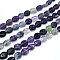 Natural Fluorite Beads Strands, Flat Oval, 10x8x5.5mm, Hole: 0.8mm, about 39pcs/strand, 15.47''(39.3cm)