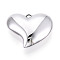 Acrylic Pendants, Heart Charms, Silver, 39.5x48.5x16mm, Hole: 3x4.5mm