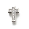 Brass Micro Pave Cubic Zirconia Beads, Cross, Rack Plating, Cadmium Free & Lead Free, Long-Lasting Plated, Platinum, 10.5x7.5x3mm, Hole: 1x1mm
