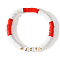 Christmas Polymer Clay Heishi Beaded Stretch Bracelets, Alphabet Hand String Festive Gift, White, 6-7/8 inch(17.5cm)