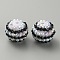 Stripe Pattern Resin Rhinestone Beads, Round, for DIY Jewelry, Keychains and Beadable Pens, Jet, 19.5~20x17.5mm, Hole: 2.8mm