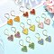 304 Stainless Steel Leverback Earrings for Women, with Heart Glass Woven Pendants, Golden, Mixed Color, 34x15mm