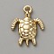 Real 14K Gold Plated Brass Charms, Marine Theme, Tortoise, 23x17x3mm, Hole: 2mm