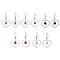 Natural Mixed Gemstone Dangle Earrings, Brass Heart Drop Earrings, 40x24mm