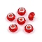 Transparent Glass European Beads, Large Hole Beads, with Brass Cores, Faceted, Rondelle, Red, 13.5~14x9~9.5mm, Hole: 5mm