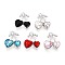 Alloy Rhinestone Pendants, Cherry, Platinum, Mixed Color, 19x16x5.5~6mm, Hole: 1.8mm