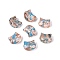 Picasso Transparent Glass Beads, Cat, PeachPuff, 8~8.5x9.5~10x5.5~6mm, Hole: 1mm, About 750pcs/pound