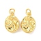 Brass Pendants, Oval, Rack Plating, Long-Lasting Plated, Cadmium Free & Lead Free, with Jump Ring, Golden, 22x14x8.5mm, Hole: 4mm