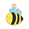 Bees Theme Alloy Enamel Pandants, Golden, Bees, 19x15x1mm, Hole: 1.8mm