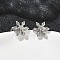 Flower Brass Micro Pave Clear Cubic Zirconia Stud Earrings, Long-Lasting Plated, Cadmium Free & Lead Free, Platinum, 8.5x7.5mm