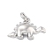 Brass Pendants, Dinosaur Charms, Rack Plating, Lead Free & Cadmium Free, Long-Lasting Plated, with Jump Ring, Platinum, 9x15.5x4.5mm, Hole: 3.4mm