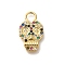 Brass Cubic Zirconia Pendants, Cadmium Free & Nickel Free & Lead Free, Skull Charms, Real 18K Gold Plated, 18x11x2.5mm, Hole: 3.3mm