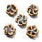 Handmade Porcelain Beads, Flower, Black, 14.5x15x6.5mm, Hole: 2mm