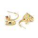 Colorful Cubic Zirconia Heart Dangle Stud Earrings EJEW-H135-08G-2