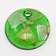 Green Flat Round Handmade Gold and Silver Foil Glass Large Pendants X-SLSP211Y-4-2