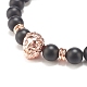3pcs 3 bracelets extensibles en perles rondes en pierre noire synthétique de couleur sertie de lion en laiton BJEW-JB07864-4