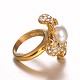 316 acier inoxydable anneaux strass fleur de doigts de ton doré Chic Lady RJEW-J066-69-16mm-3
