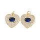 Сердце латунные микро проложить кубического циркония подвески KK-G435-01G-06-2