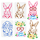 FINGERINSPIRE 4PCS Rabbit Painting Stencils 11.7x8.3 inch Happy Easter Decoration Plastic Long-Eared Rabbit Stencil Sunflower Leaves Glasses Easter Egg Art Craft Stencil for Wall Tiles Home Decor DIY-WH0383-0043-1
