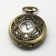 Старинные полые плоские круглые цинкового сплава кварцевые часы головки для карманные часы кулон ожерелье материалы WACH-R005-19-1