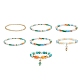 Set di braccialetti elasticizzati con perline di semi di agata e giada della Malesia tinti naturali in stile 7 pz 7 BJEW-JB08892-01-4