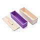 長方形の松の木石鹸型セット  シリコンモールド付き  木箱とカバー  DIY手作りパン石鹸型作りツール  青紫色  28x8.9x10.4cm  内径：7x25.9のCM  3個/セット DIY-F057-03B-1