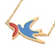 Bunte Halskette mit Schwalben- und Fischanhänger aus Emaille NJEW-G019-01-2