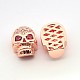 Fashionable Brass Micro Pave Cubic Zirconia Skull Hollow Beads ZIRC-L007-07-2