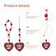 4Pcs 2 Style Valentine's Day Theme Schima Wood Beads & Hemp Rope Pendants Decorations HJEW-EL0001-10B-4