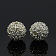 Perline in lega strass, grado a, tondo, colore argento placcato, cirstallo, 12mm, Foro: 2 mm