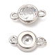 Eco-Friendly Rack Plating Brass Pave Clear Cubic Zirconia Connector Charms KK-A186-06P-1
